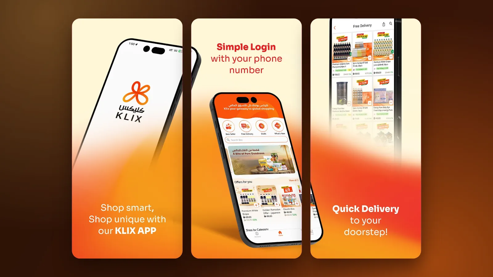 Klix mobile app screens